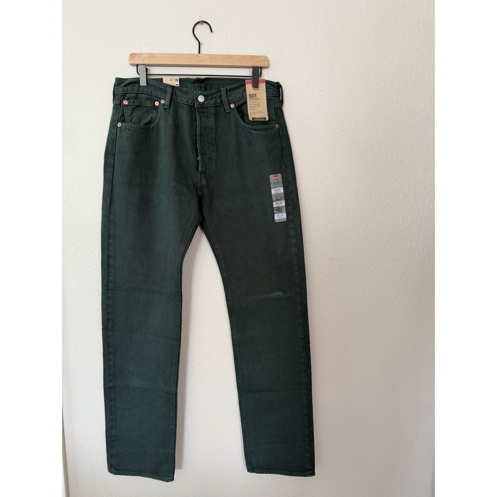 NEW Levis 501 Original Fit 33x34 Straight Leg Jeans Button Fly Green 100% Cotton
